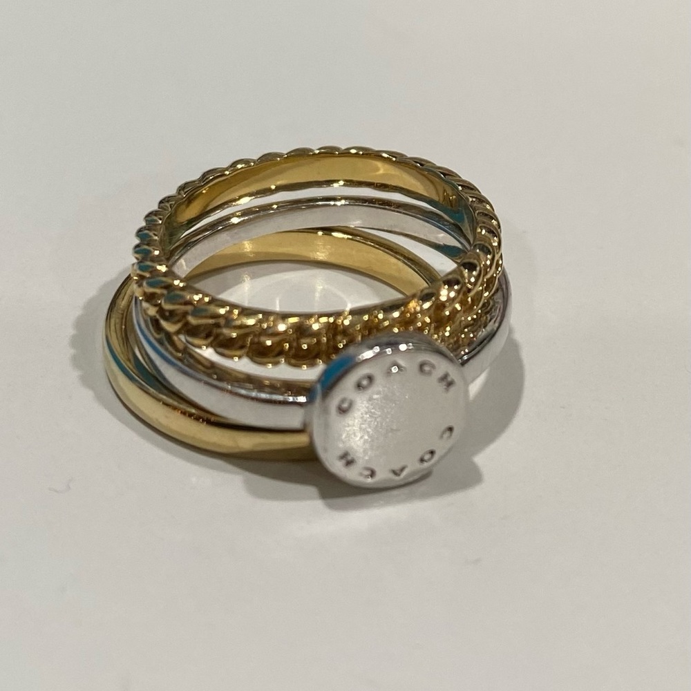 Stackable Coach Ring Set Gold Silver - Picture 2 of 3